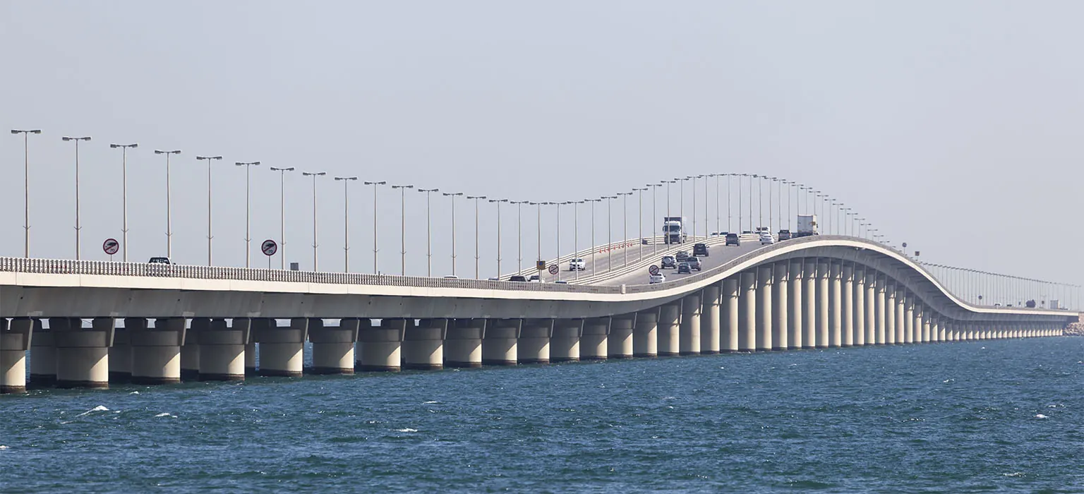 The King Fahd Causeway linking Saudi Arabia and Bahrain