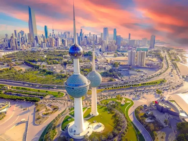 Kuwait Towers and the Kuwait City skyline