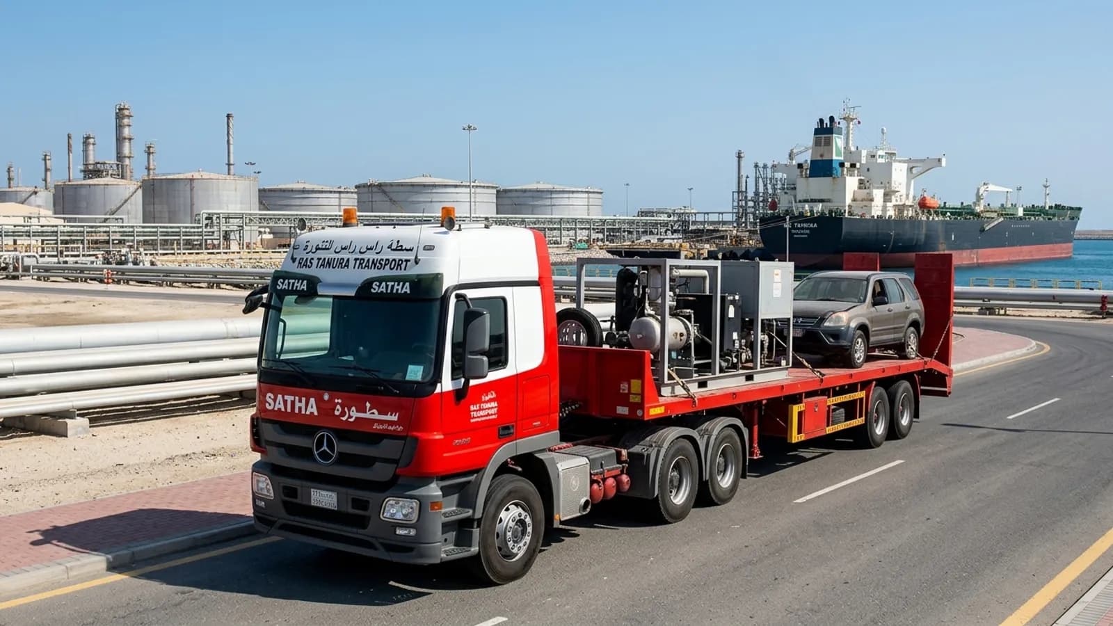 Car recovery in Ras Tanura (سطحة رأس تنورة)